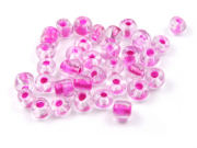 Rocailles, 3,0 mm, inside colour, fluo-pink