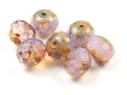 Glasschliffperlen, Rondelle, 8x6 mm, opal