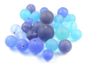 Glasperlen, Kugelmix, matt, Trkis-Blau
