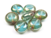 Perle mit Lüster, Taler, 12 mm, türkis