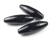 Glasperlen, lange Oliven, 40x13 mm, schwarz