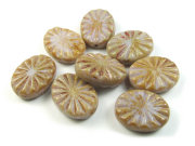 Perlen, böhmisch, 17x12 mm, steinoptik taupe