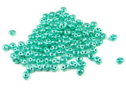 Preciosa Twin Beads, 4x2,5 mm, türkis metallic