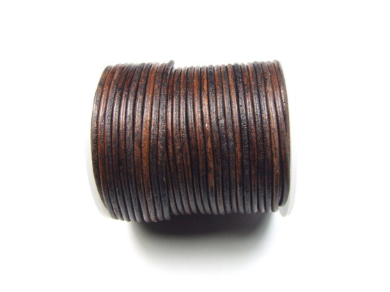 Lederband, rund, 2,0 mm, Antil Braun