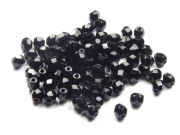 Glasschliffperlen, 4mm, schwarz