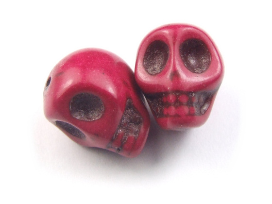 Howlith, Schdel, 13x10 mm, rot