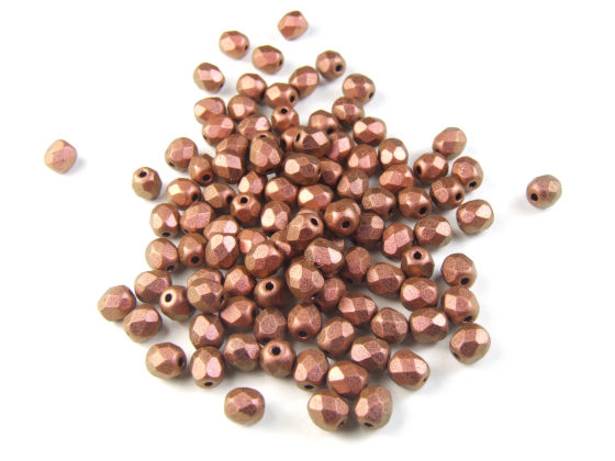Glasschliffperlen, bhmisch,  4mm, stony copper
