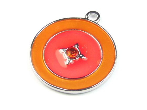 Anhnger, Kreismuster mit Strass, 20 mm, orange