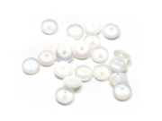 Glasperlen, Linsen, wei� AB,  6 mm