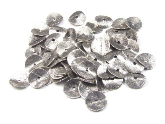 Metallperle, gewellte Scheiben, 1 mm, Antik Silber