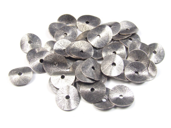 Metallperle, gewellte Scheiben, 1 mm, Antik Silber