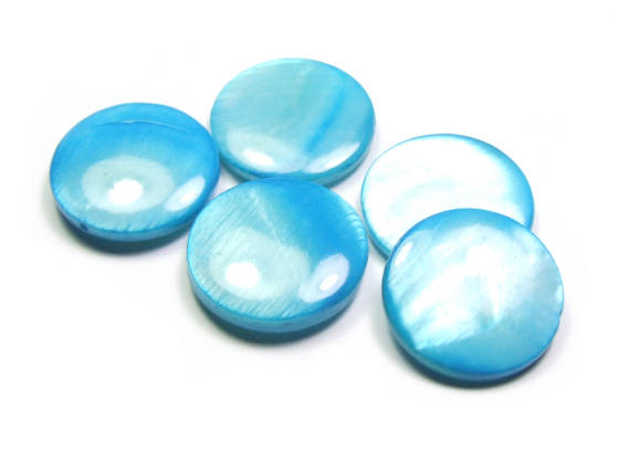 Muschelperlen, flach, rund, 20 mm, t�rkis
