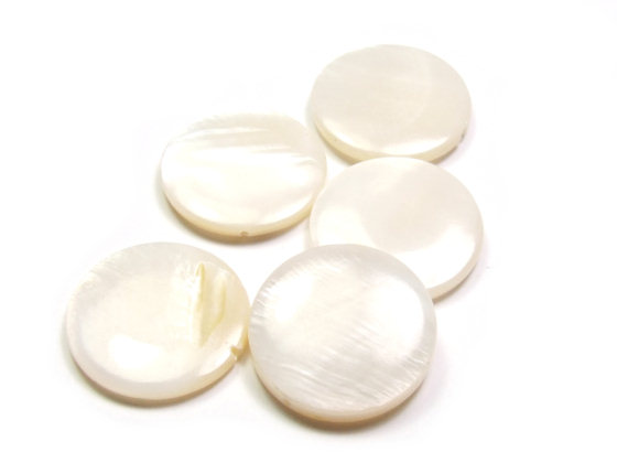 Muschelperlen, flach, rund, 20 mm, wei�