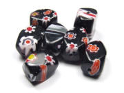 Millefiori Perlen, gro�e Nuggets, schwarz