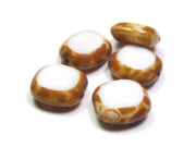 Tafelperle, wei�/caramel, 16 x 14 mm
