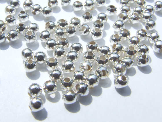 Metallperle - schlicht, versilbert 2.4 mm