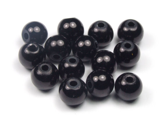 Perlen aus Glas, 8mm, opak-schwarz