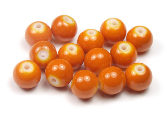 Perlen aus Glas , 8mm, opak-orange