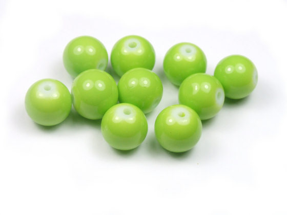 Perlen aus Glas, 10mm, opak-grasgr�n