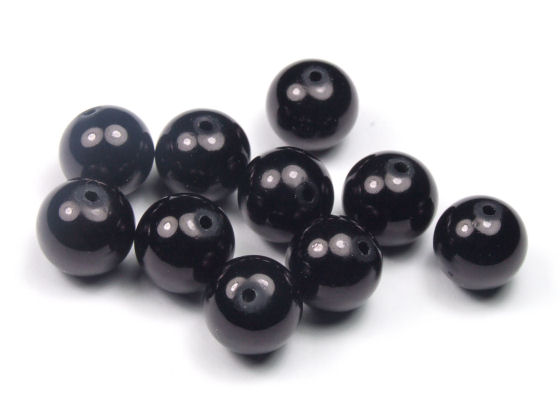 Perlen aus Glas, 10mm, opak-schwarz