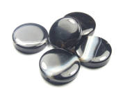 Perlen aus Achat, rund, flach, 20 mm, schwarz