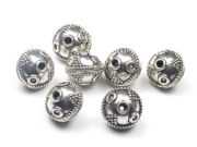 Metallperle, Rondelle, verziert, 11x8 mm