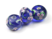 Glasperlen mit  Strass , royalblau