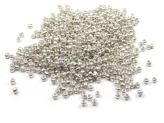Rocailles, 2 mm, silber, glänzend