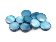 Muschelperlen, flach, rund, 11,5 mm, aqua