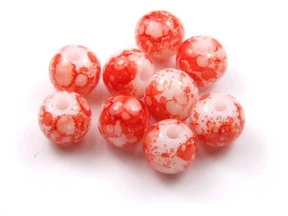 Perlen am Strang, 8 mm, orange marmoriert