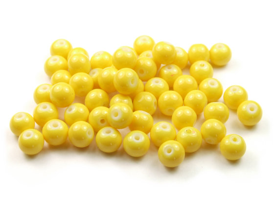 Perlen aus Glas, 6mm, opak-gelb