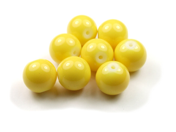 Perlen aus Glas, 12 mm, opak-gelb