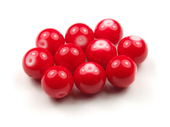 Perlen aus Glas, 10mm, opak-rot