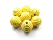 Holzperlen, gerieft, 18 mm, gelb