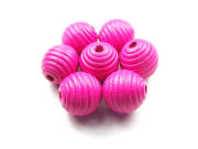 Holzperlen , gerieft, 18 mm, hot pink