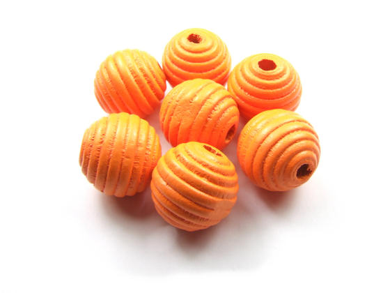 Holzperlen, gerieft, 18 mm, orange