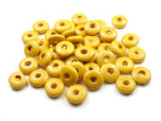 Holzperlen, Scheiben, 10x3 mm, gelb