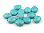 T�rkis Imitat, Oval, flach, 10x4 mm