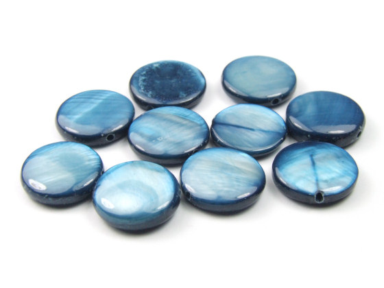 Muschelperlen, flach, rund, 11,5 mm, dunkelblau