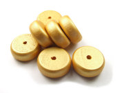 Holzperlen . 17x7 mm, goldgelb