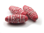 Tonperle 'Jingala', 26x12 mm, rot