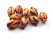 Glasperlen 'Tiger Muster', Olive, 13 x 8 mm