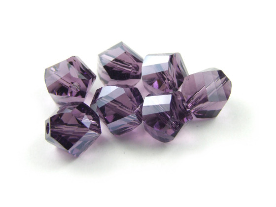 Schliffperlen, Glasschliff, 7 mm, violett