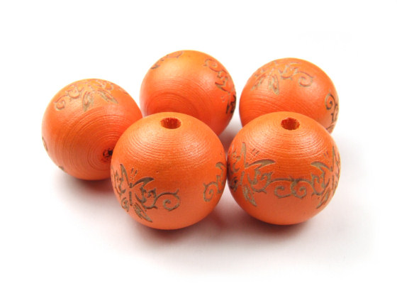 Holzperlen, 20 mm, orange