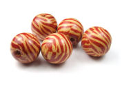 Holzperlen , 19 mm, rotes Zebra