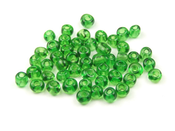 Rocailles, 2,5 mm, transparent, dunkelgrün