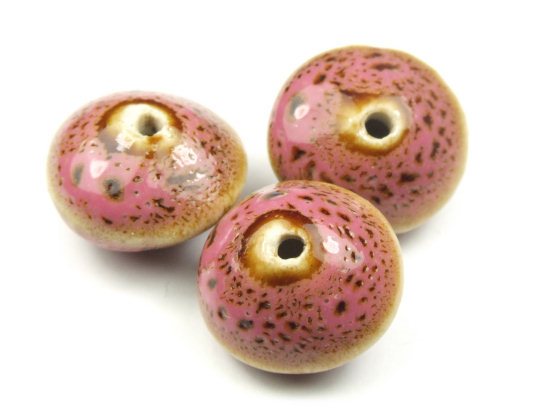Perlen aus Porzellan ,19x12 mm, rosa