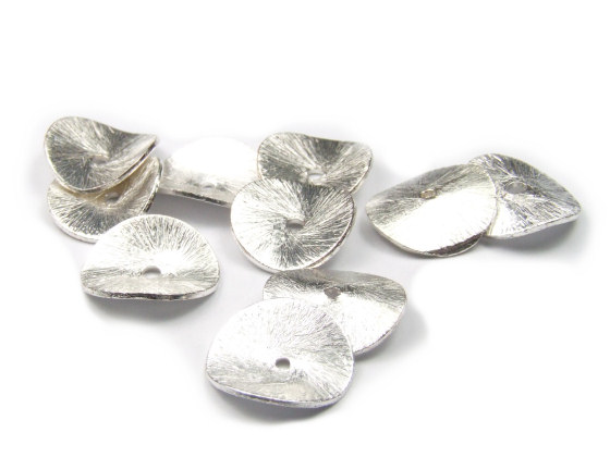 Metallperlen, gebrstet, runde Scheiben  12 mm