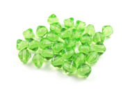 Glasperlen, Doppelkegel , 6 mm, peridot