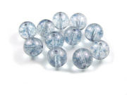 Glasperlen, b�hmisch, 10 mm, eisblau gesprenkelt